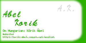 abel korik business card
